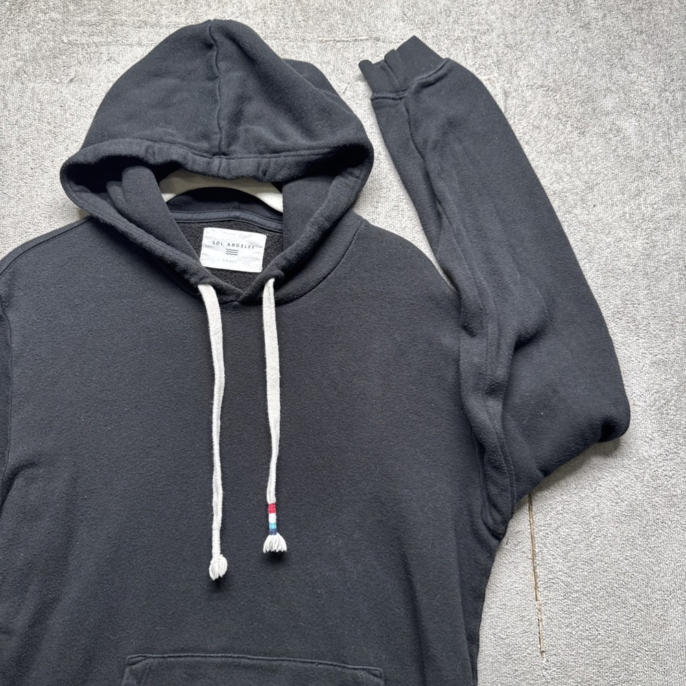 Sol Angeles Black Pullover Hoodie Detox LA Back Graphic Drawstring Womens Small